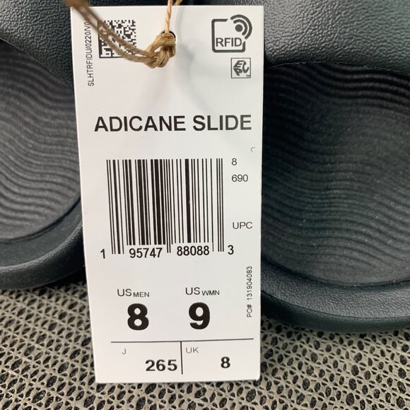 Adidas Adicane Mens Size 8 Women’s 9 Slide Black Sandals Lightweight/Comfortabl - Picture 4 of 6